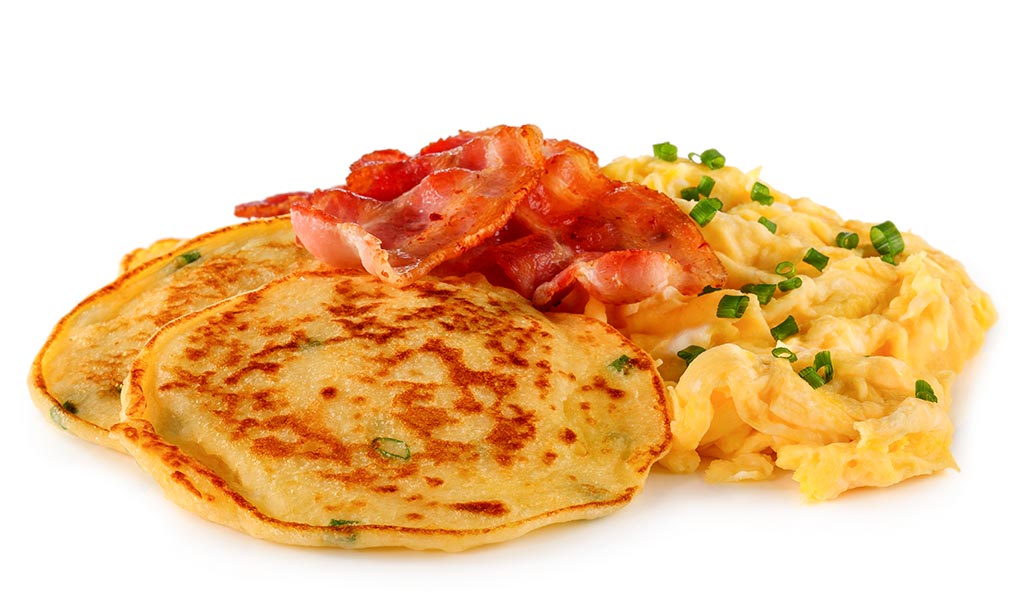 Potato Pancakes & Bacon and Eggs
