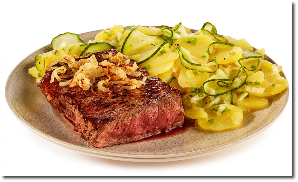 Beef Steak mit Kartoffel Salat