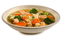 Gemüse Suppe mit Lachs