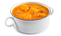 Kürbis Suppe mit Lachs & Krabben