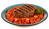 Bifteki mit Tomaten Feta Reis